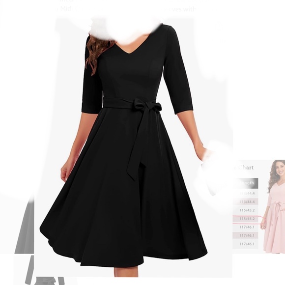 NEW Black V-neck Cocktail/party “tea” dress with 3/4 sleeves and POCKETs!! - Picture 1 of 6